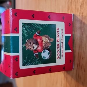 Vintage Hallmark Soccer Beaver Ornament